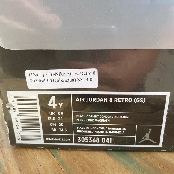 🚫SOLD🚫Air Jordan 8 Retro Aqua 4Y - Picture 3 of 3